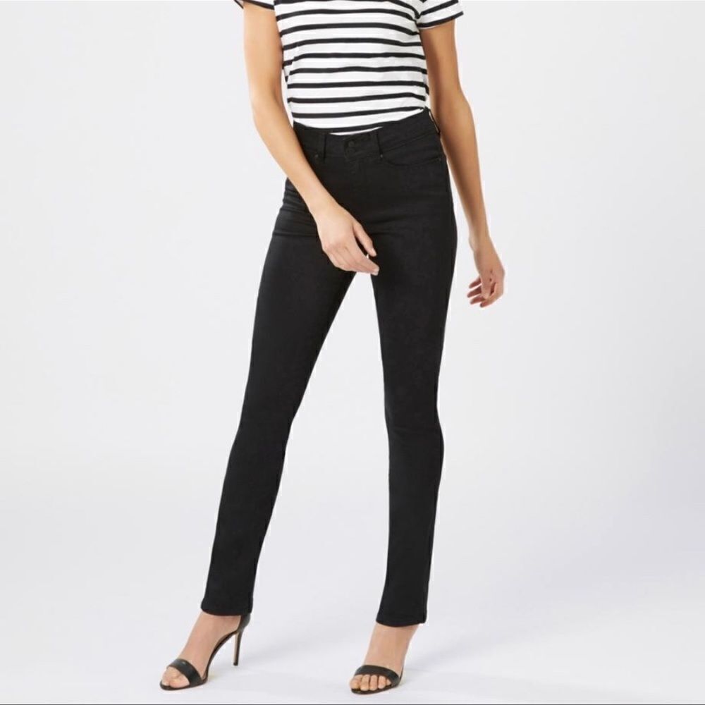 JEANSWEST 8 Black Tummy Trimmer Slim Straight Stretch Jeans